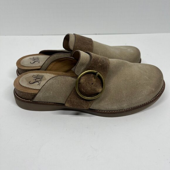 Sofft Billie Oiled Mules Suede Leather Cashmere Tan Slip on Shoes Sz. 9 - Picture 5 of 9